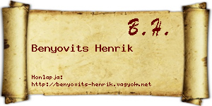 Benyovits Henrik névjegykártya