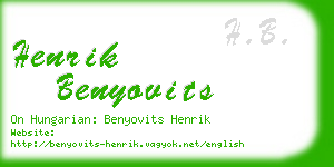 henrik benyovits business card